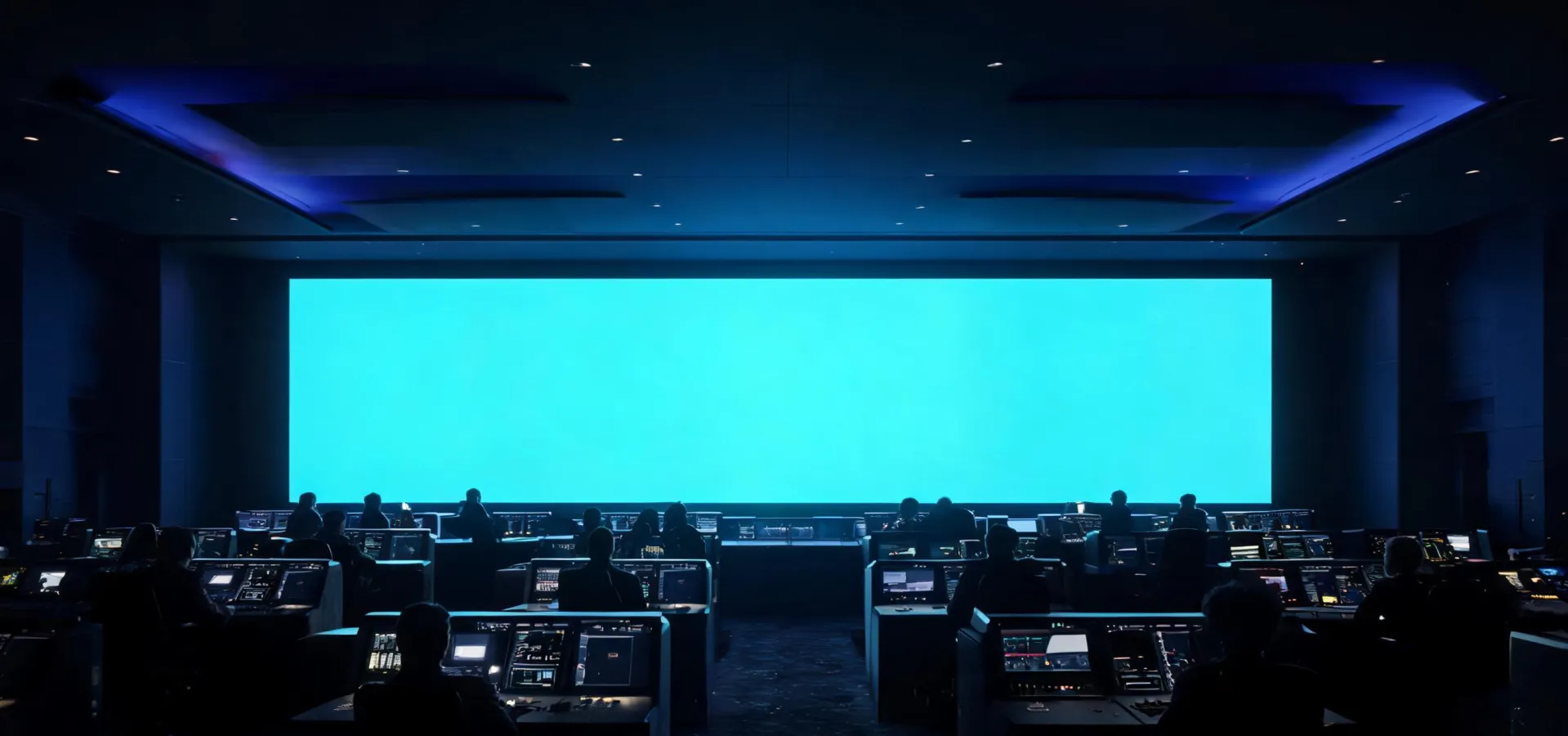 Large Barco LED video wall in a mission control auditorium