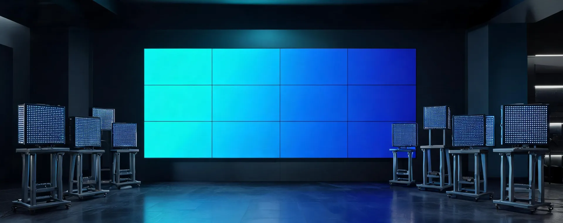 Barco LED video wall product lineup in a technical showroom