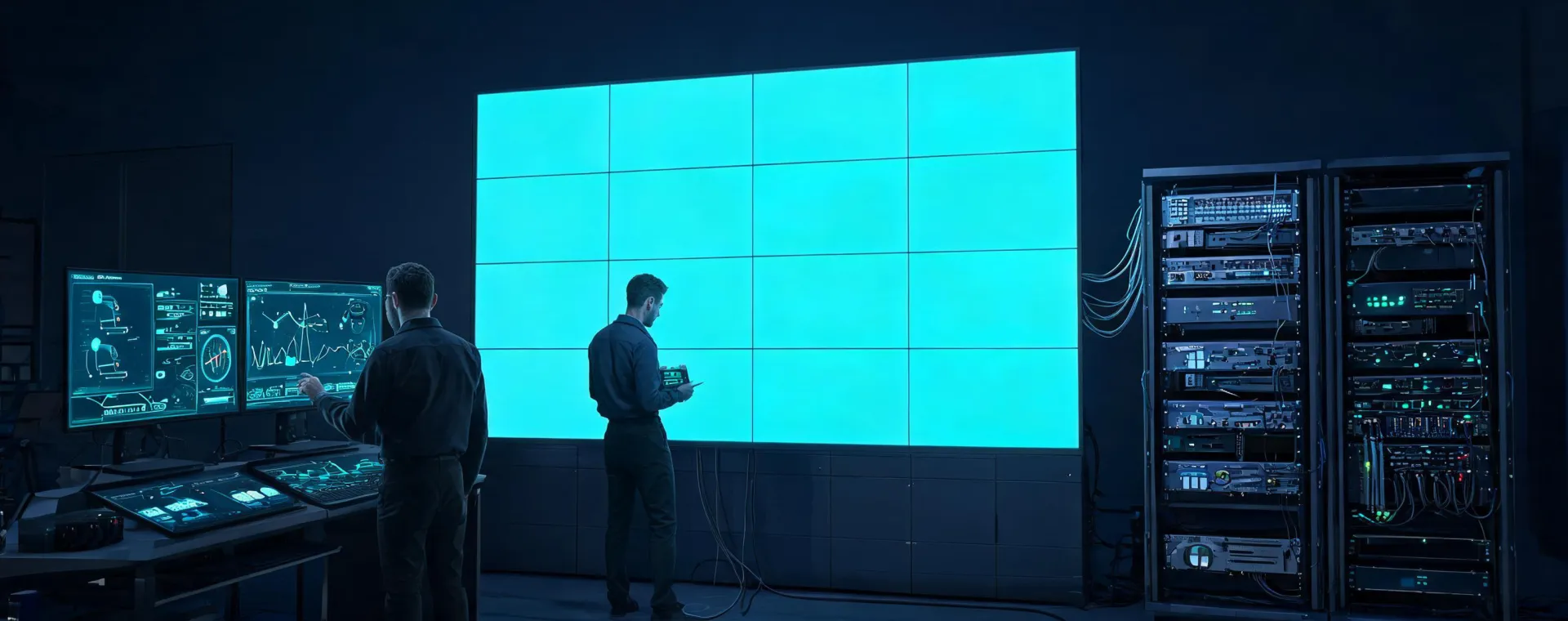 Barco LED display technology lab with controller and calibration workflow